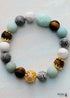 Boho Bracelet, Stretchy Bracelet, Blue Amazonite, Tiger Eye and Howlite